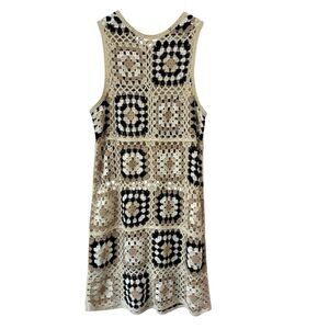 House Of Harlow Small Crochet Square Pattern Cotton Mini Dress Beach Hipster EUC